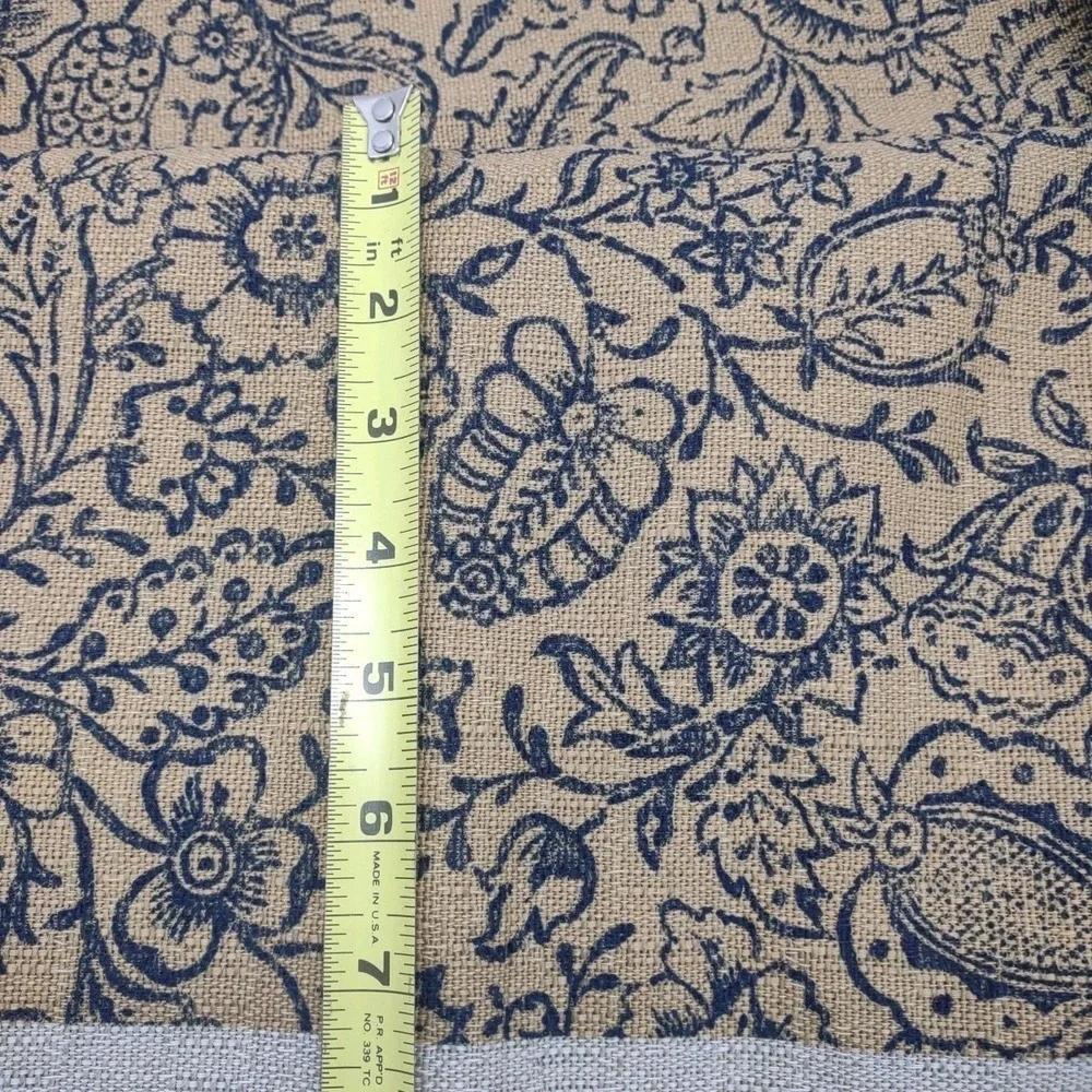 P Kaufman Upholstery Fabric Khaki Blue Floral Soil Stain Repellent 2.8yds x 56"W - Picture 4 of 9
